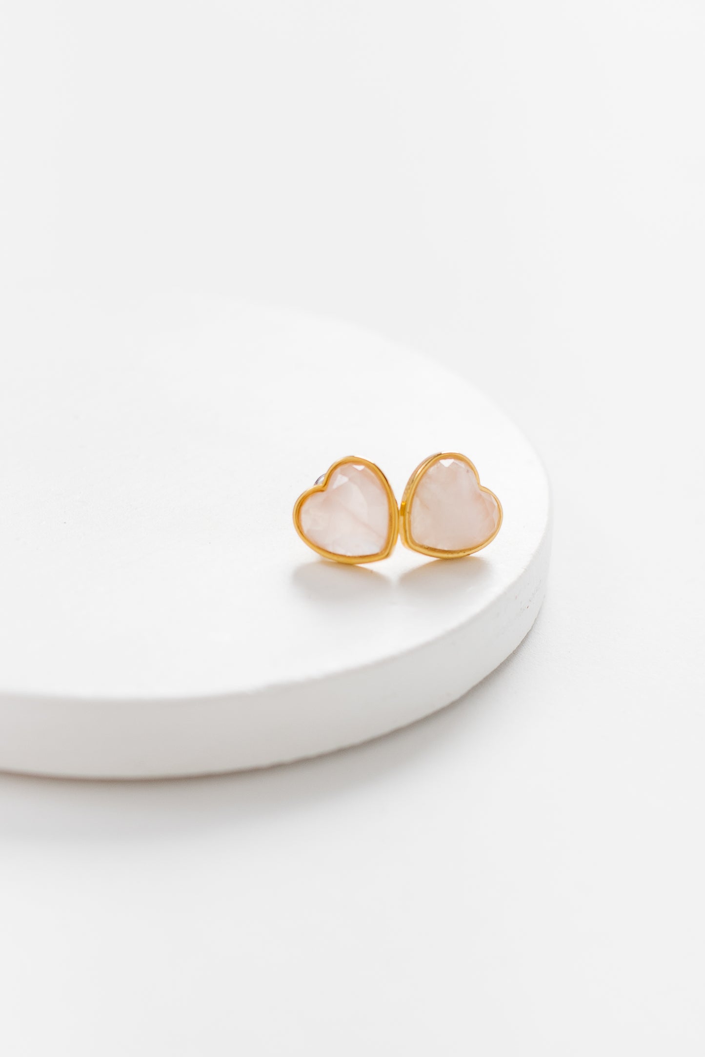 Cove Rose Quartz Heart Earrings