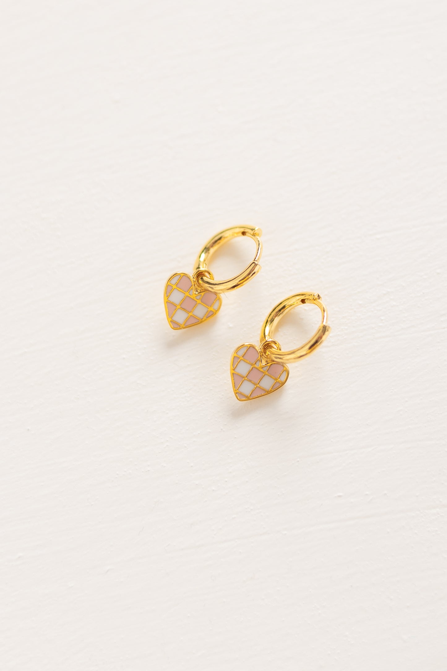 Cove Checker Heart Huggie Earrings
