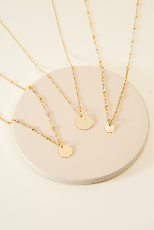 Cove Medium Letter Disk Pendant