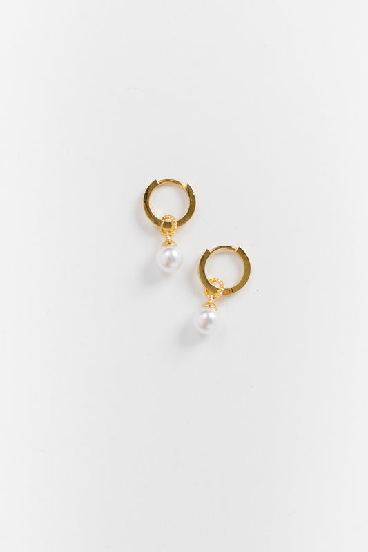 Cove Earrings Drop Pearl Huggies Gold