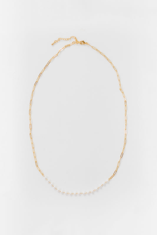 Cove Delicate Pearl Paperclip Necklace